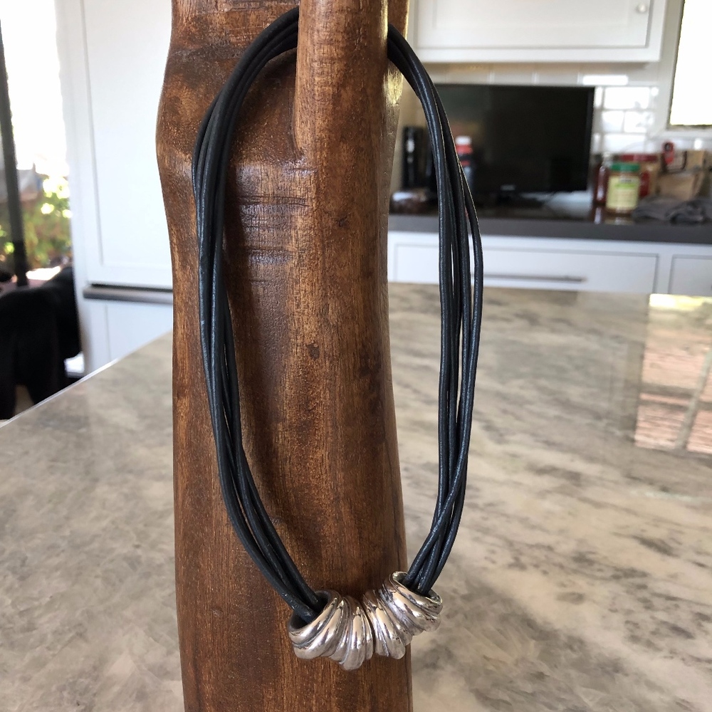 Leather and Sterling Necklace